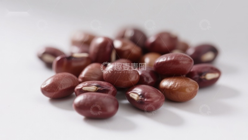 高清大图下载【趣麦麦图】红褐色豆子散落于白色背景