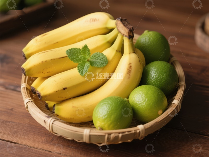 高清大图下载【趣麦麦图】香蕉与青柠的清新组合