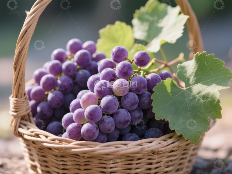 高清大图下载【趣麦麦图】篮子里的紫葡萄