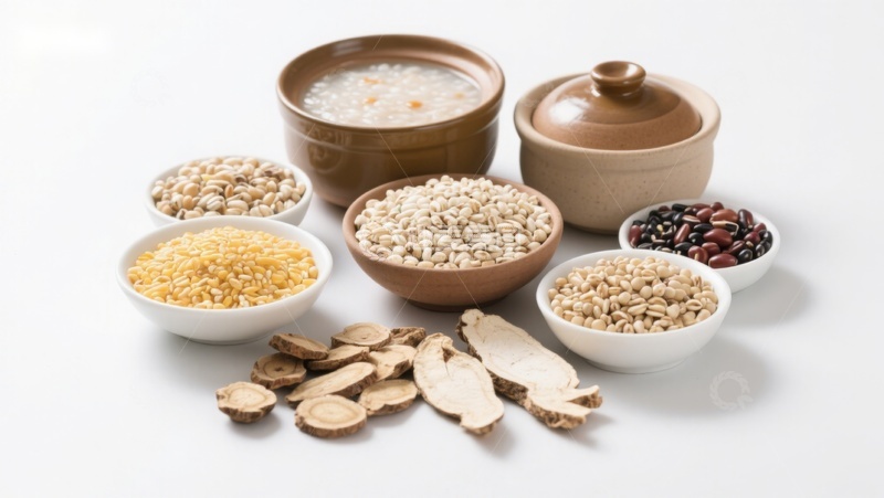 高清大图下载【趣麦麦图】多种谷物与药材的健康组合