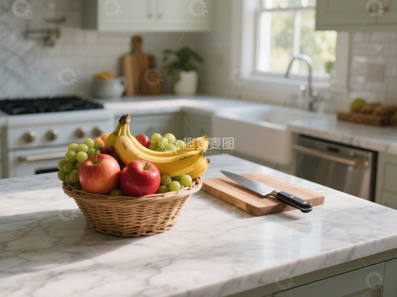 高清大图下载【趣麦麦图】厨房台面上的水果篮