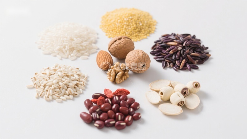 高清大图下载【趣麦麦图】多种谷物与坚果的组合展示