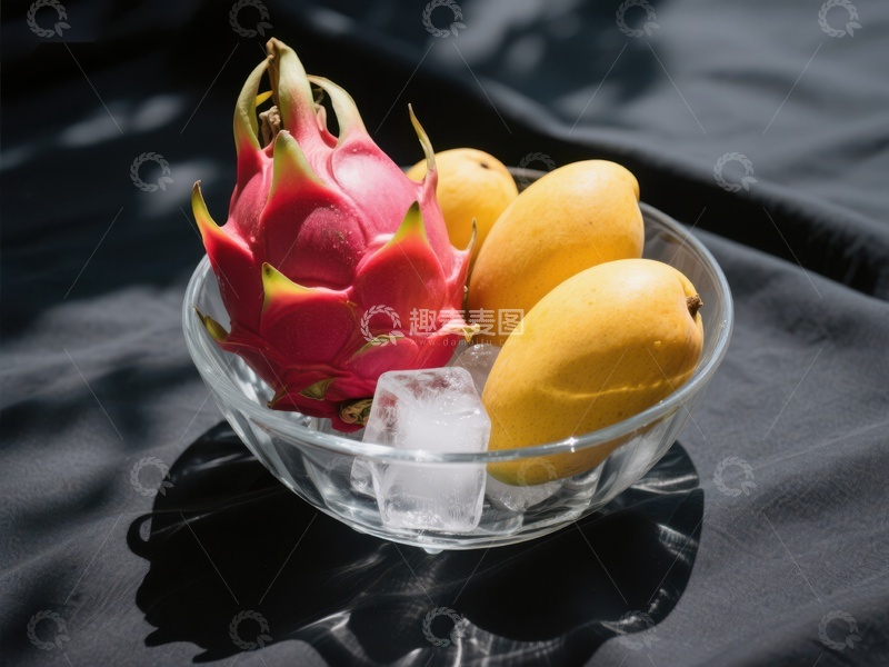 高清大图下载【趣麦麦图】冰镇火龙果与芒果的清新组合