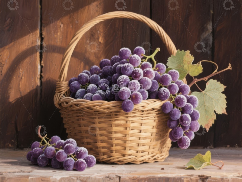 高清大图下载【趣麦麦图】篮子里的紫葡萄