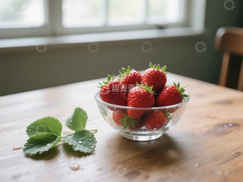 高清大图下载【趣麦麦图】透明碗中的新鲜草莓