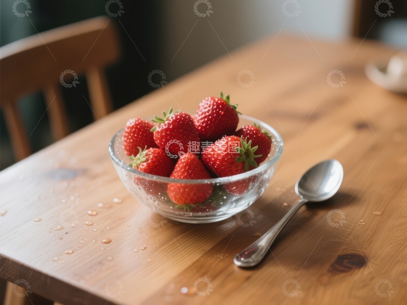 高清大图下载【趣麦麦图】玻璃碗中的新鲜草莓