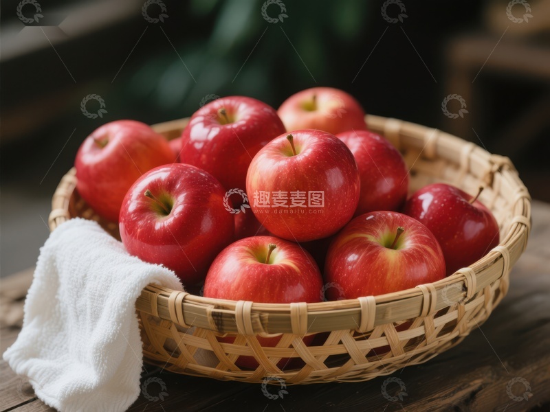 高清大图下载【趣麦麦图】竹篮中的红苹果