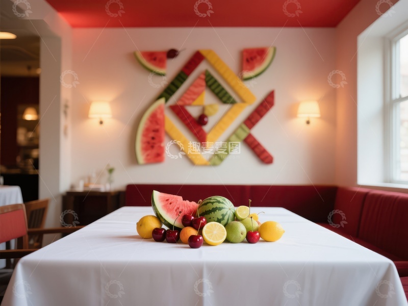 高清大图下载【趣麦麦图】餐厅水果装饰与艺术墙