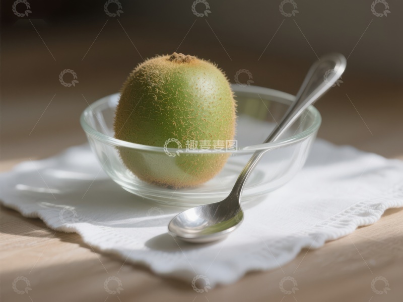 高清大图下载【趣麦麦图】碗中猕猴桃与勺子