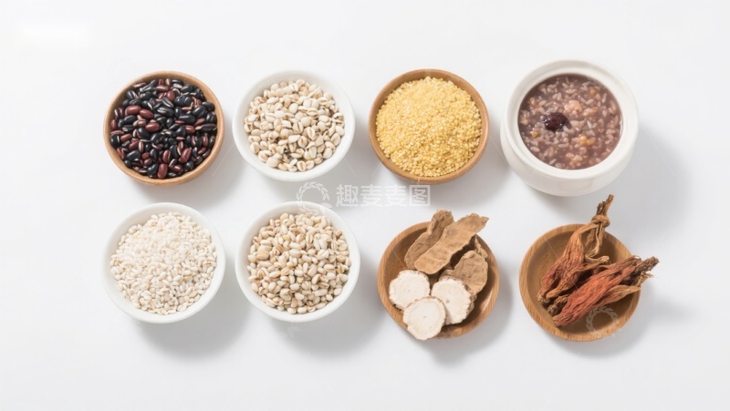 高清大图下载【趣麦麦图】多种谷物与药材的分类展示