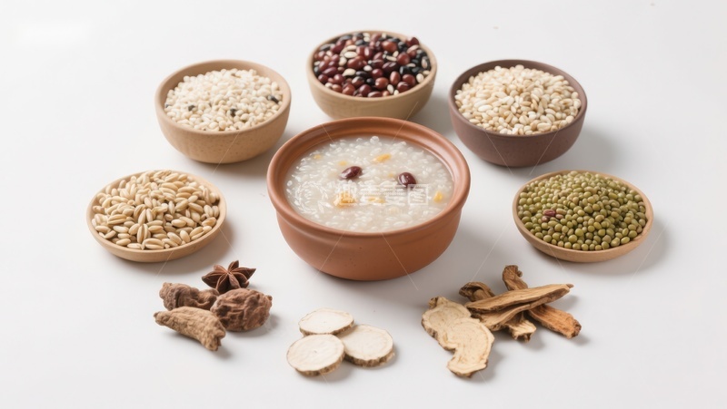 高清大图下载【趣麦麦图】传统养生粥与食材展示