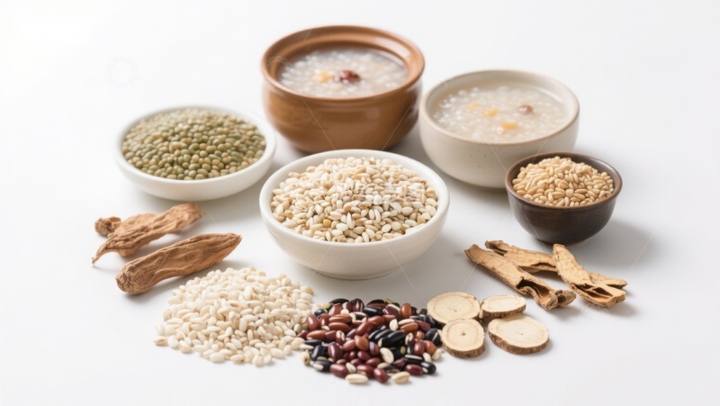 高清大图下载【趣麦麦图】传统食材与粥品展示