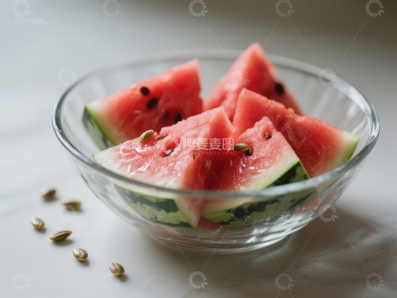 高清大图下载【趣麦麦图】玻璃碗中的西瓜片