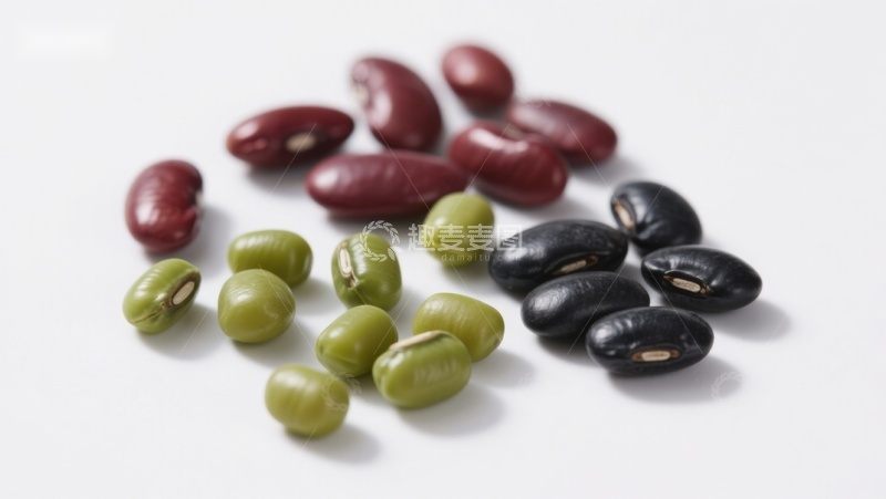 高清大图下载【趣麦麦图】四种不同颜色的豆类特写