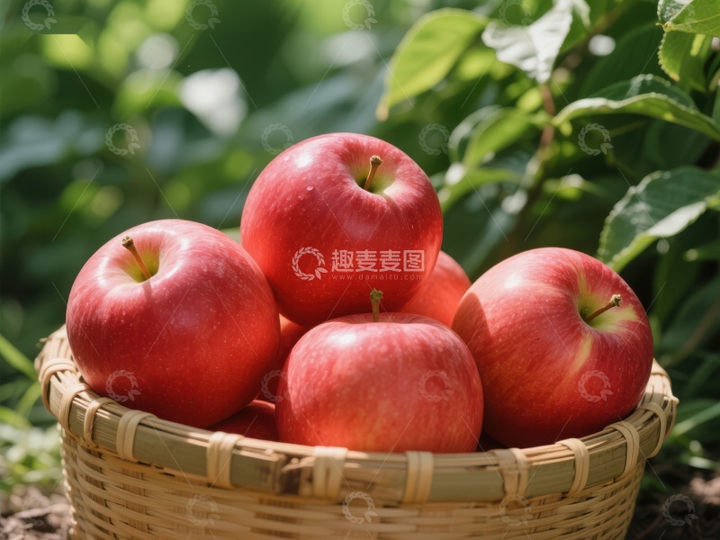高清大图下载【趣麦麦图】-篮子里的红苹果