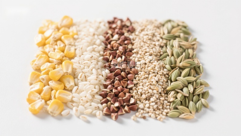 高清大图下载【趣麦麦图】五种谷物整齐排列展示