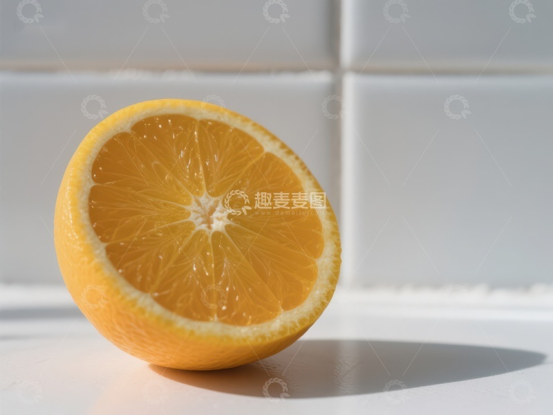 高清大图下载【趣麦麦图】切开的橙子，展示鲜艳果肉