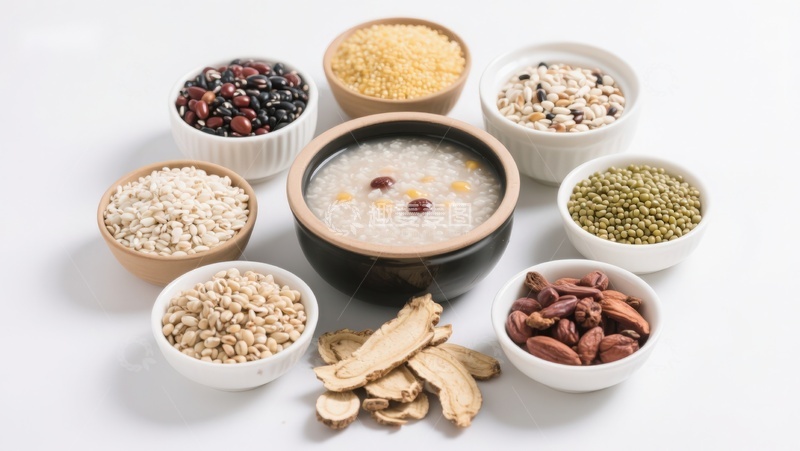 高清大图下载【趣麦麦图】多种谷物与粥的组合展示