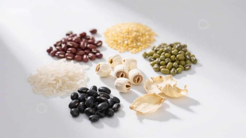 高清大图下载【趣麦麦图】多种谷物与豆类的静物展示