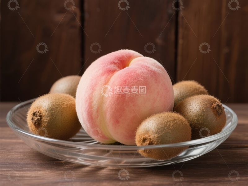 高清大图下载【趣麦麦图】桃子与猕猴桃的静物组合
