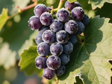 葡萄藤上的霜冻紫葡萄