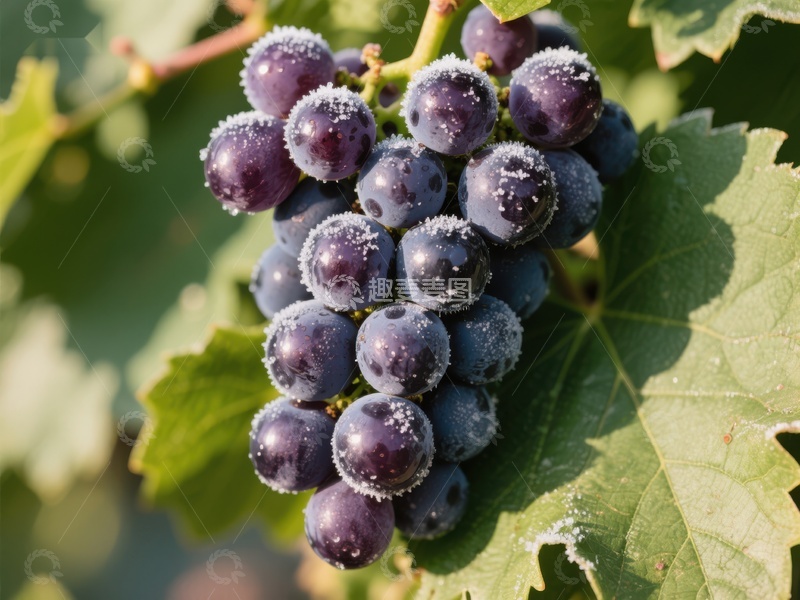 高清大图下载【趣麦麦图】葡萄藤上的霜冻紫葡萄