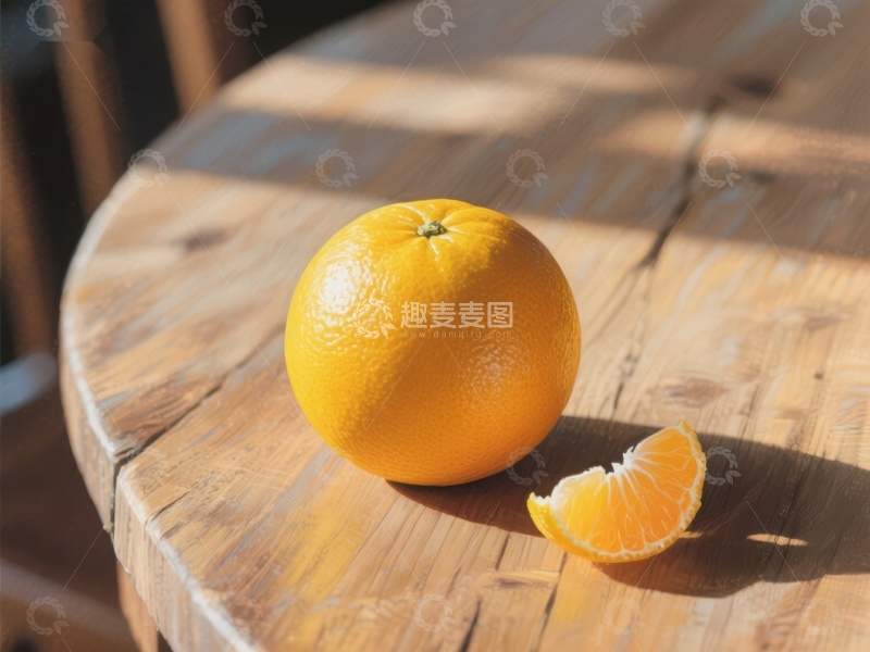 高清大图下载【趣麦麦图】阳光下的橙子与切片