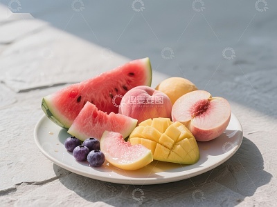 夏日水果拼盘，色彩缤纷