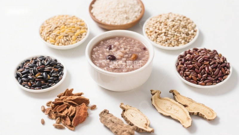 高清大图下载【趣麦麦图】多种谷物与药材的健康组合