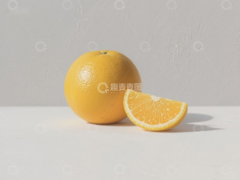 高清大图下载【趣麦麦图】橙子与切片，简洁背景