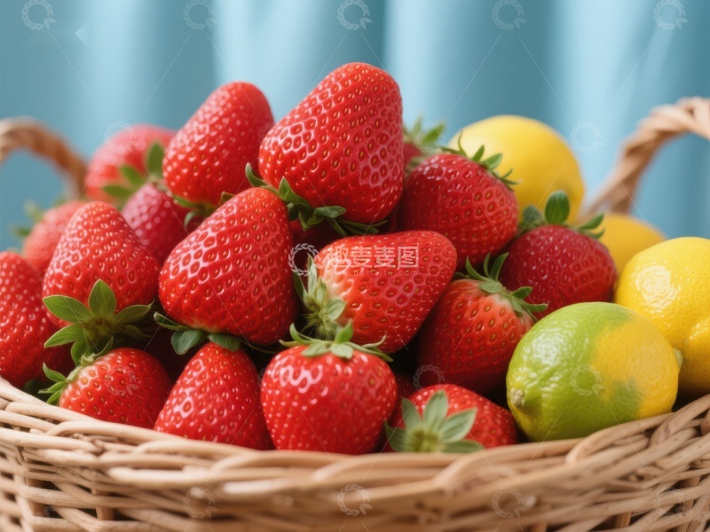 高清大图下载【趣麦麦图】新鲜草莓与柑橘水果篮