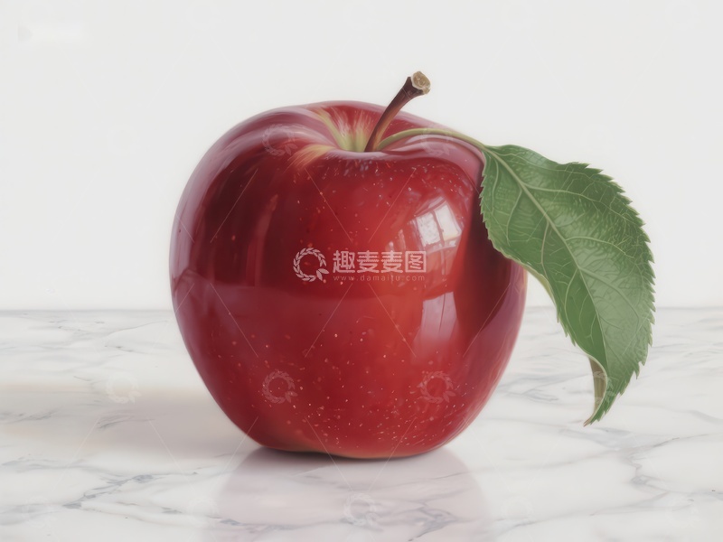高清大图下载【趣麦麦图】鲜红苹果静置大理石台面