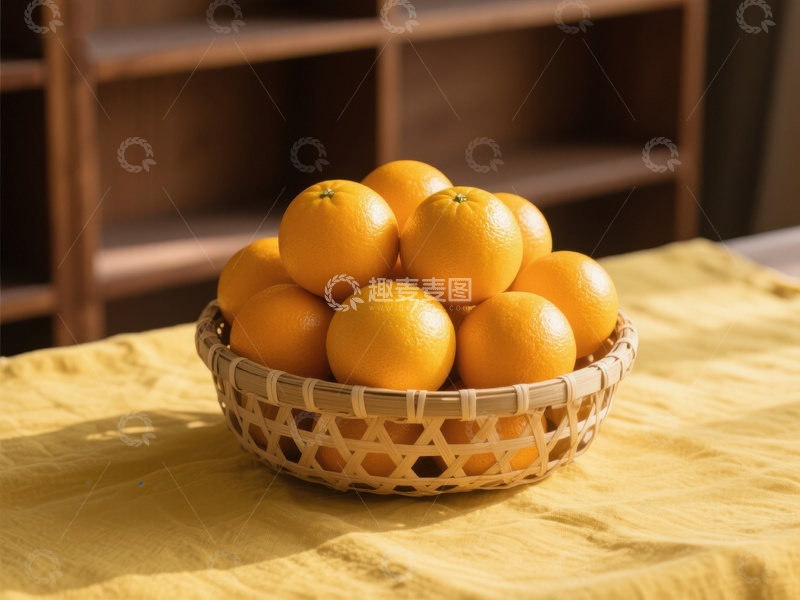 高清大图下载【趣麦麦图】竹篮中的橙子