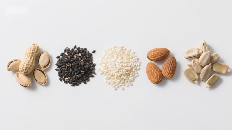 高清大图下载【趣麦麦图】多种坚果与种子的排列展示