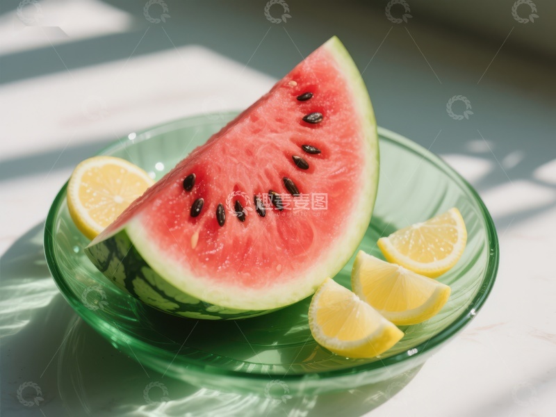 高清大图下载【趣麦麦图】西瓜切片与柠檬块的清新组合