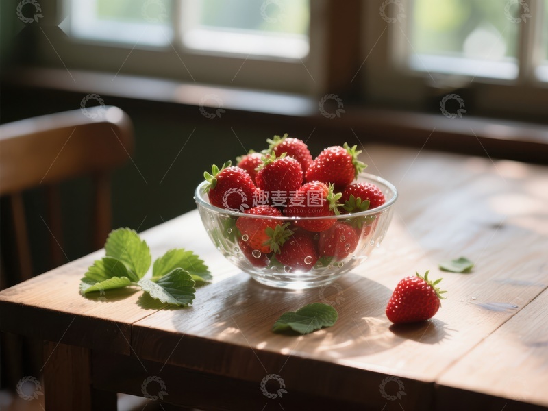 高清大图下载【趣麦麦图】阳光下的草莓碗