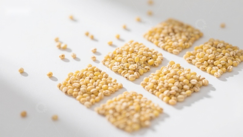 高清大图下载【趣麦麦图】整齐排列的黄色谷物颗粒