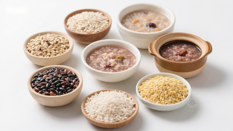 高清大图下载【趣麦麦图】多样谷物与粥品展示