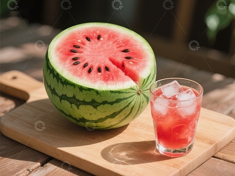 西瓜与冰镇饮品的夏日清凉