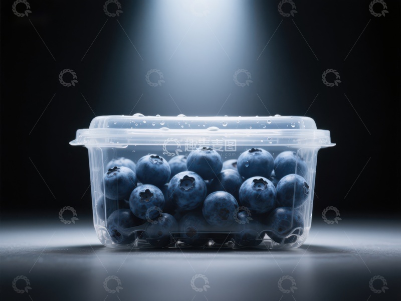 高清大图下载【趣麦麦图】透明容器中的新鲜蓝莓