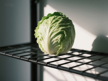冰箱架上的新鲜卷心菜