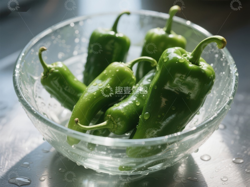 高清大图下载【趣麦麦图】玻璃碗中的青椒