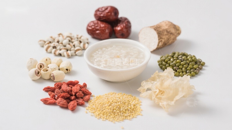 高清大图下载【趣麦麦图】养生食材与粥品展示