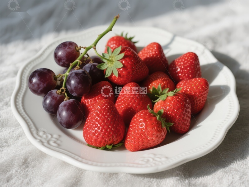 高清大图下载【趣麦麦图】新鲜草莓与葡萄的美味组合