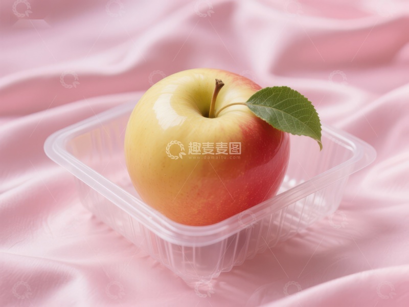 高清大图下载【趣麦麦图】新鲜苹果置于透明塑料盒中