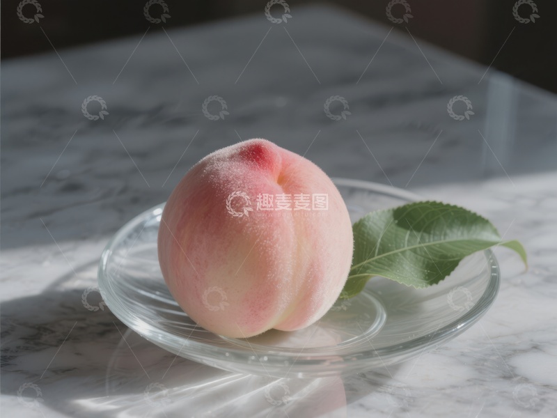 高清大图下载【趣麦麦图】新鲜桃子置于透明碟中