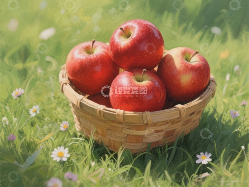 高清大图下载【趣麦麦图】篮子里的红苹果