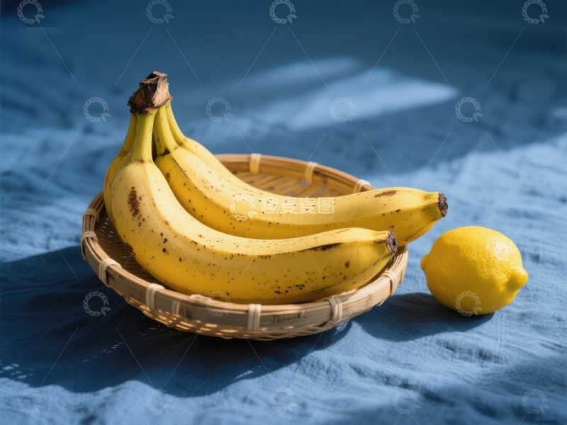 高清大图下载【趣麦麦图】篮中香蕉与柠檬静物图