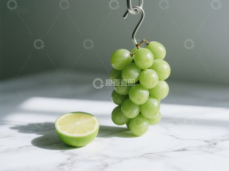 高清大图下载【趣麦麦图】青葡萄与柠檬的清新组合