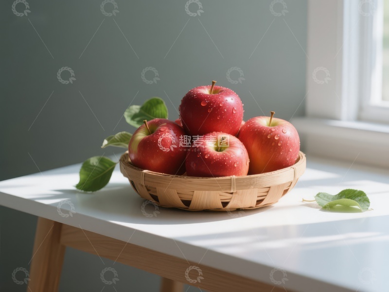 高清大图下载【趣麦麦图】-篮子里的红苹果
